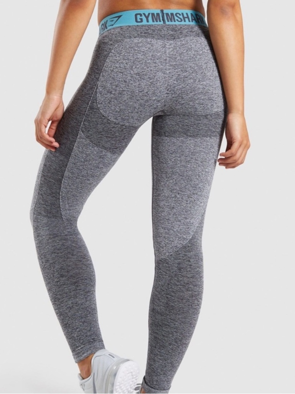 Gymshark Flex Leggings Charcoal Marl/Dusty Teal Cropped Size S